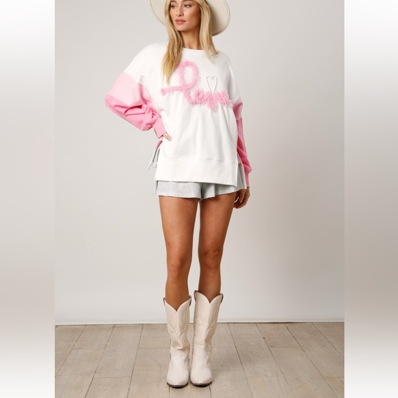 New in Fur Thread 'Love' Pearl Heart Oversized Sweatshirt - Picture 3 of 7